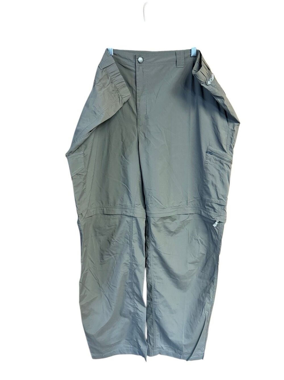 Columbia brown convertible cargo pants  zip-off legs/ side cargo pockets Sz 50/3